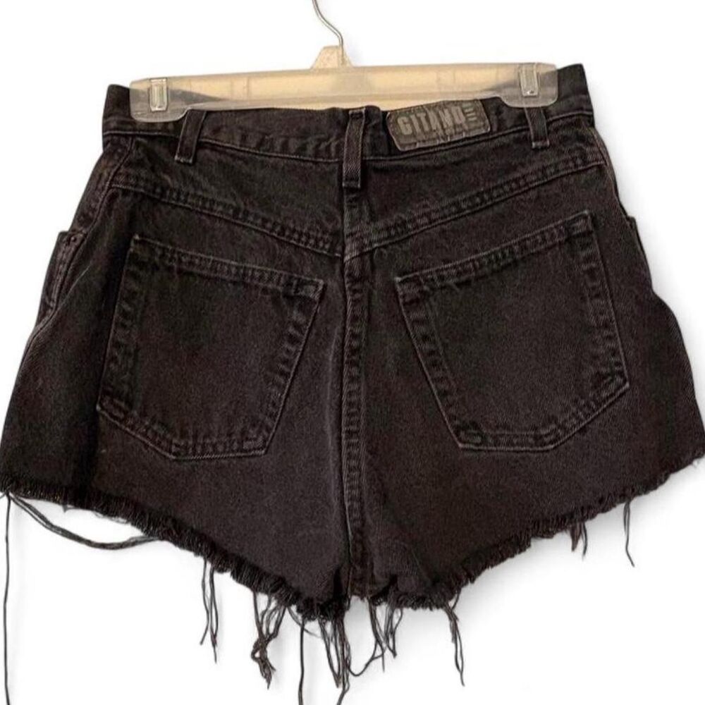 Vintage '90s indie sleeze black denim Gitano frayed cutoff shorts